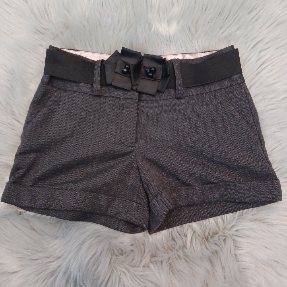 Stooshy Black Chevron Belted Chino Shorts Size 5 Jr